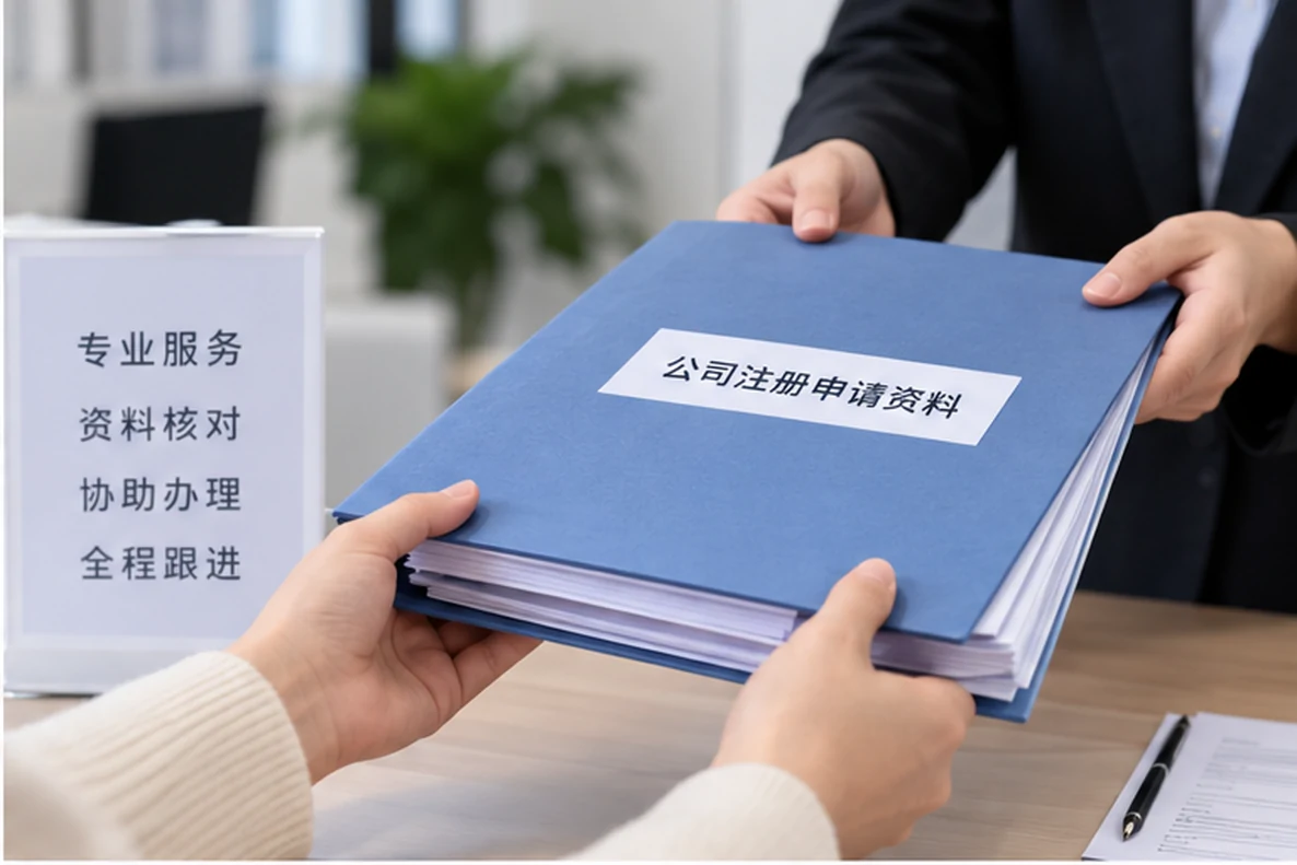 核对注册公司资料与办理事项的服务场景示意