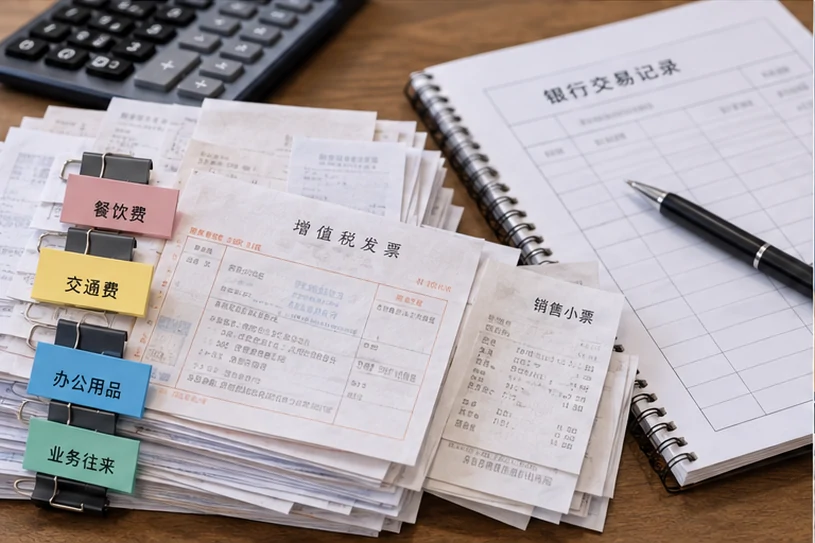 整理企业票据与日常账务资料的服务场景示意