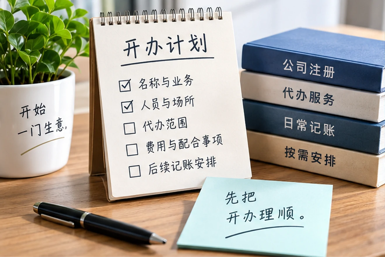 创业者一起整理开办计划的服务场景示意