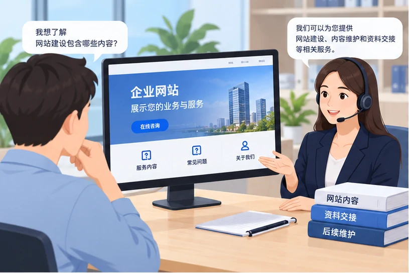 企业网站展示业务与服务信息的场景示意