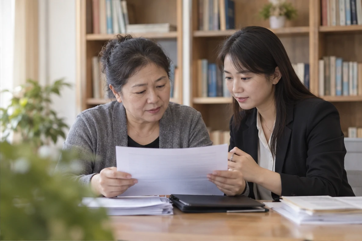 核对注册公司资料与办理事项的服务场景示意