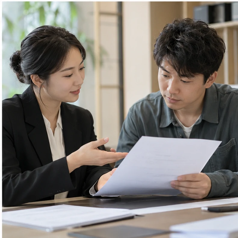 核对注册公司资料与办理事项的服务场景示意