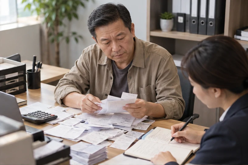 整理企业票据与日常账务资料的服务场景示意