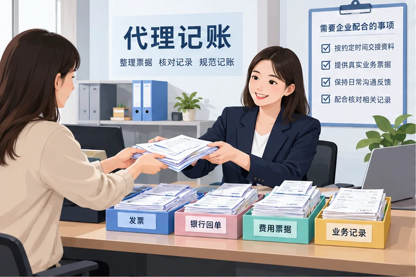整理企业票据与日常账务资料的服务场景示意
