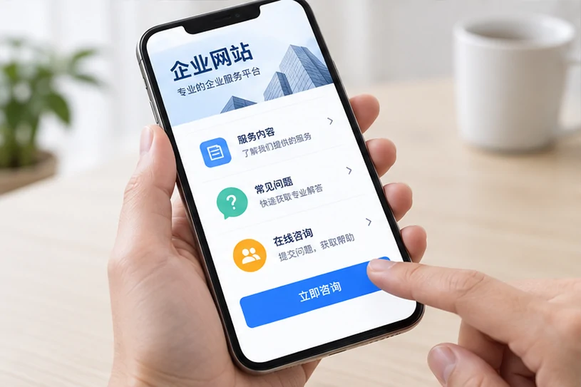 企业网站展示业务与服务信息的场景示意