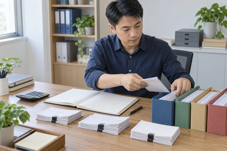 整理企业票据与日常账务资料的服务场景示意