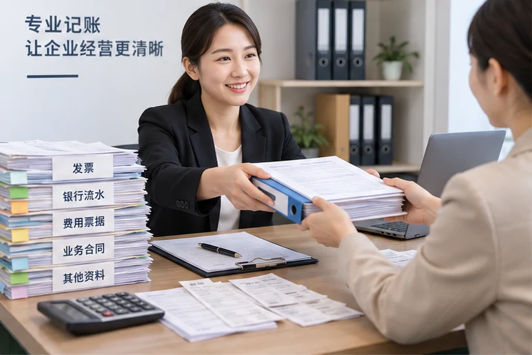 整理企业票据与日常账务资料的服务场景示意