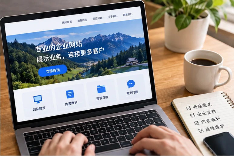企业网站展示业务与服务信息的场景示意