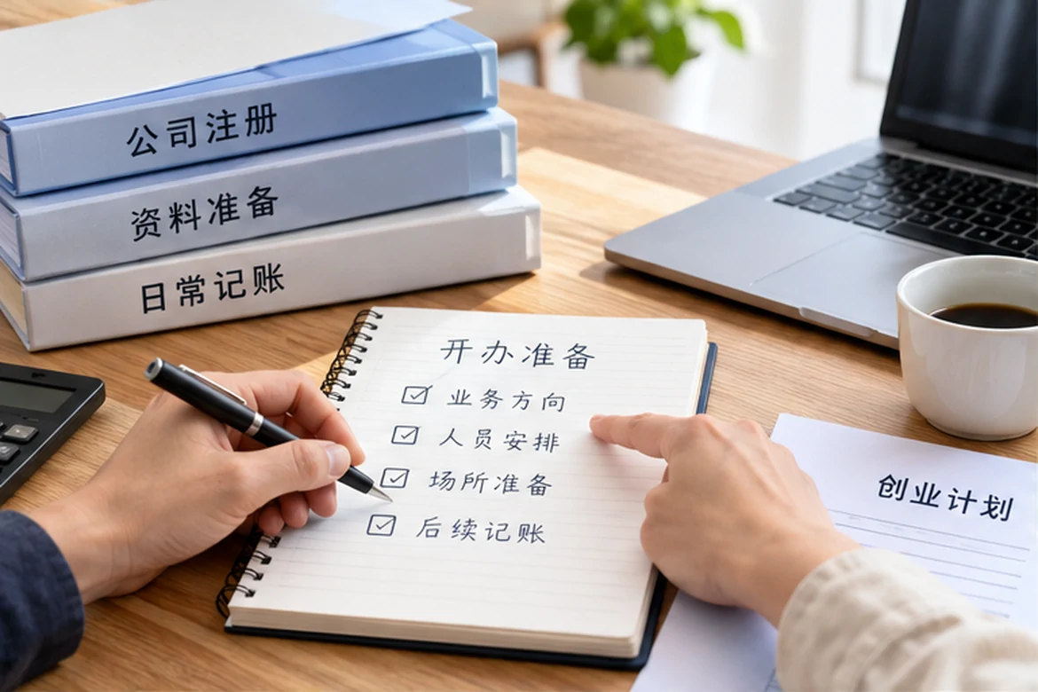 创业者一起整理开办计划的服务场景示意