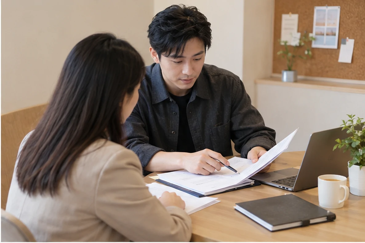 核对注册公司资料与办理事项的服务场景示意