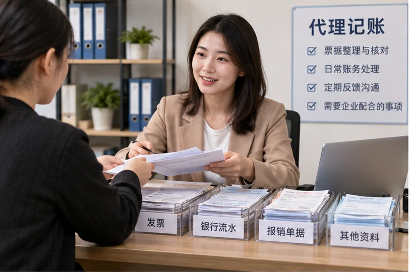 整理企业票据与日常账务资料的服务场景示意