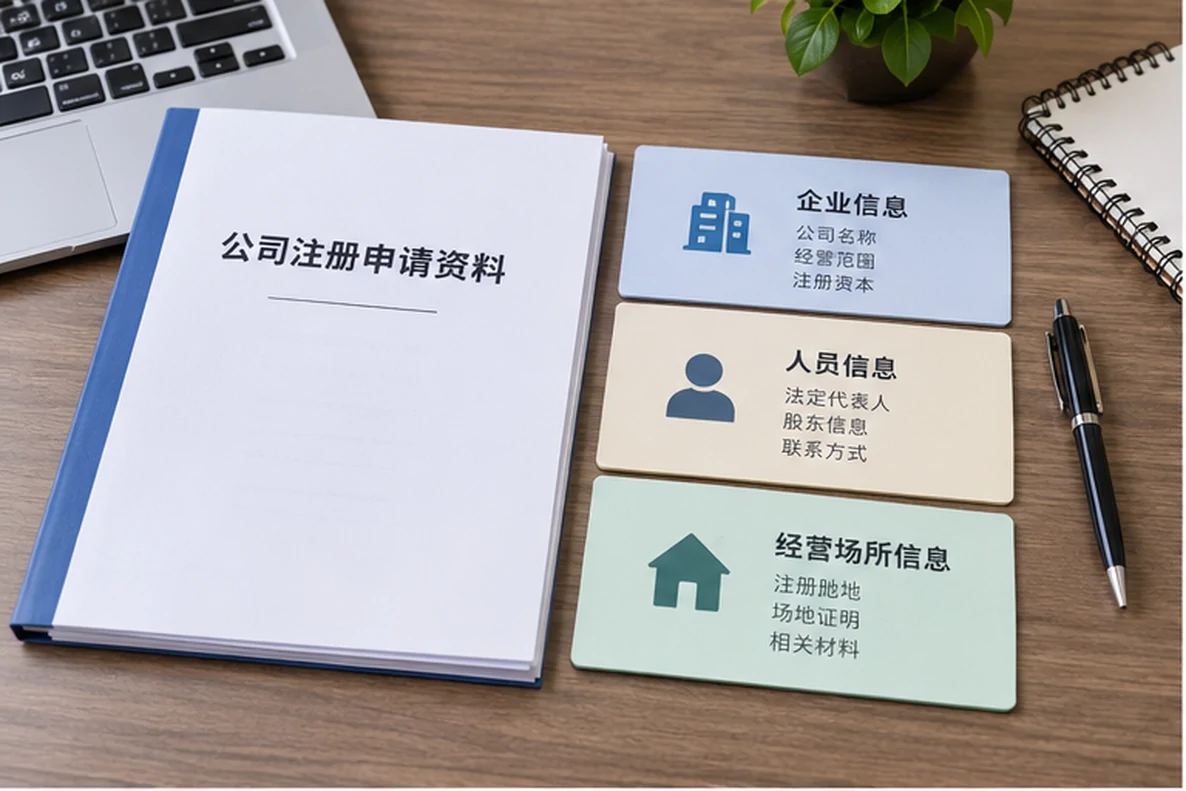 核对注册公司资料与办理事项的服务场景示意