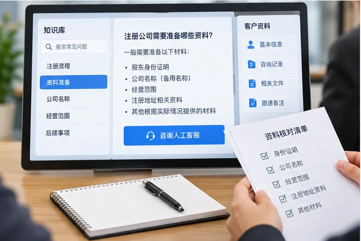 在线客服接待与咨询整理的服务场景示意