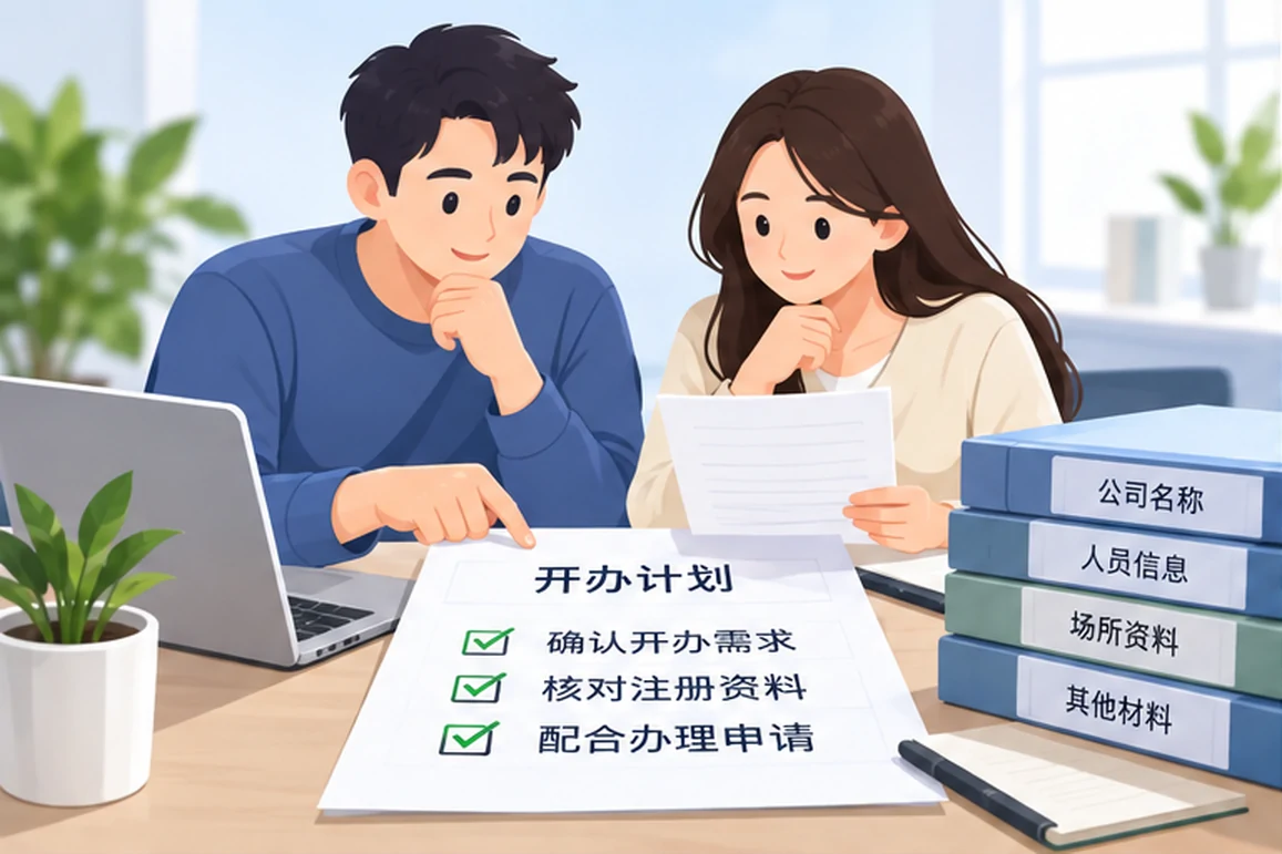 创业者一起整理开办计划的服务场景示意