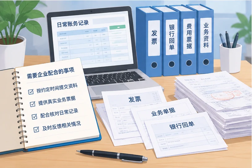 整理企业票据与日常账务资料的服务场景示意