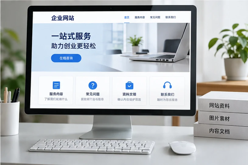 企业网站展示业务与服务信息的场景示意