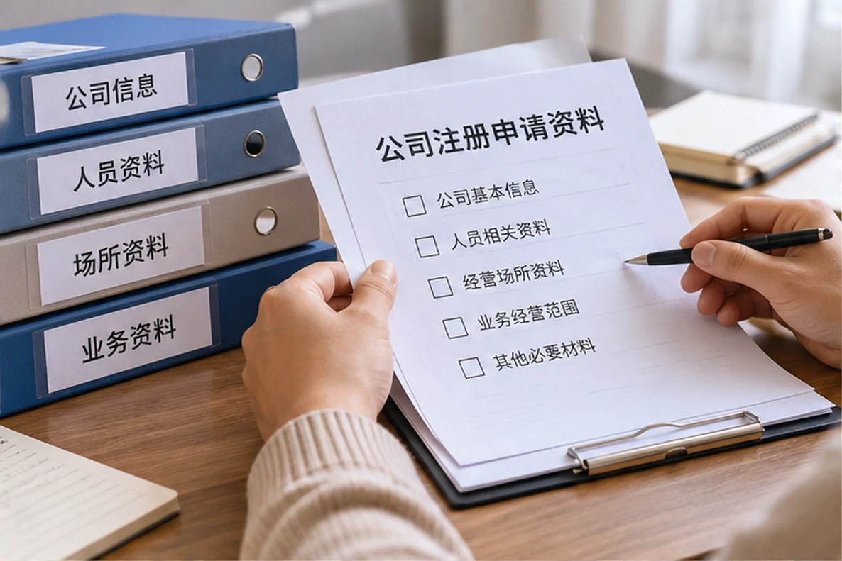 核对注册公司资料与办理事项的服务场景示意