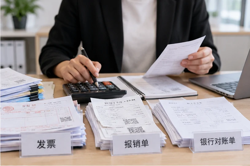 整理企业票据与日常账务资料的服务场景示意