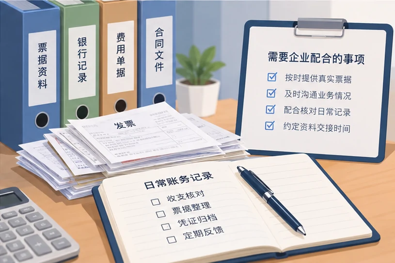 整理企业票据与日常账务资料的服务场景示意