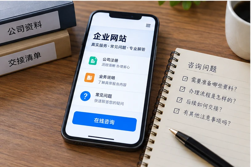 企业网站展示业务与服务信息的场景示意