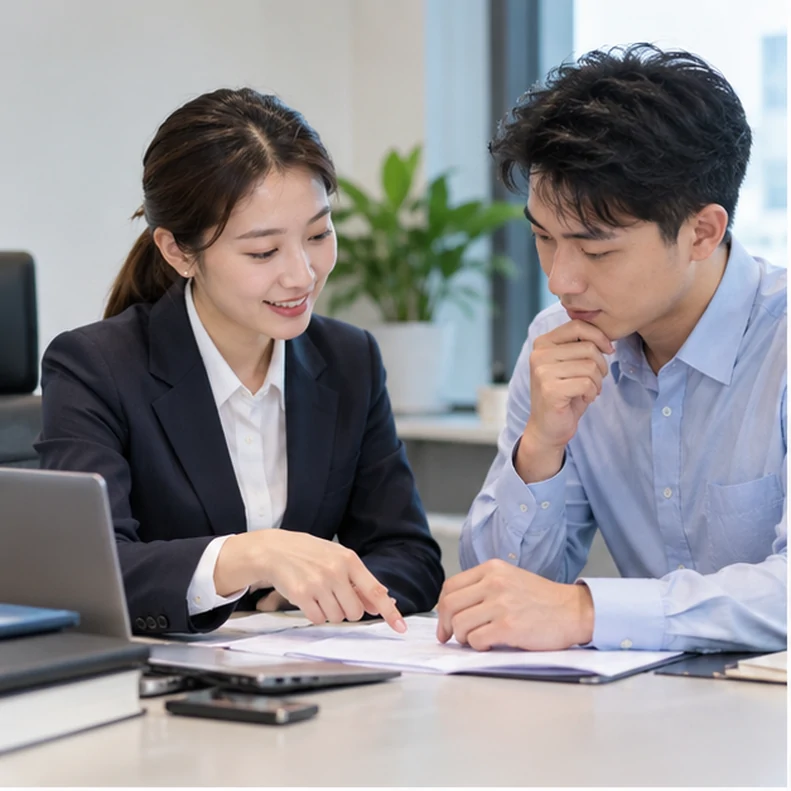 核对注册公司资料与办理事项的服务场景示意