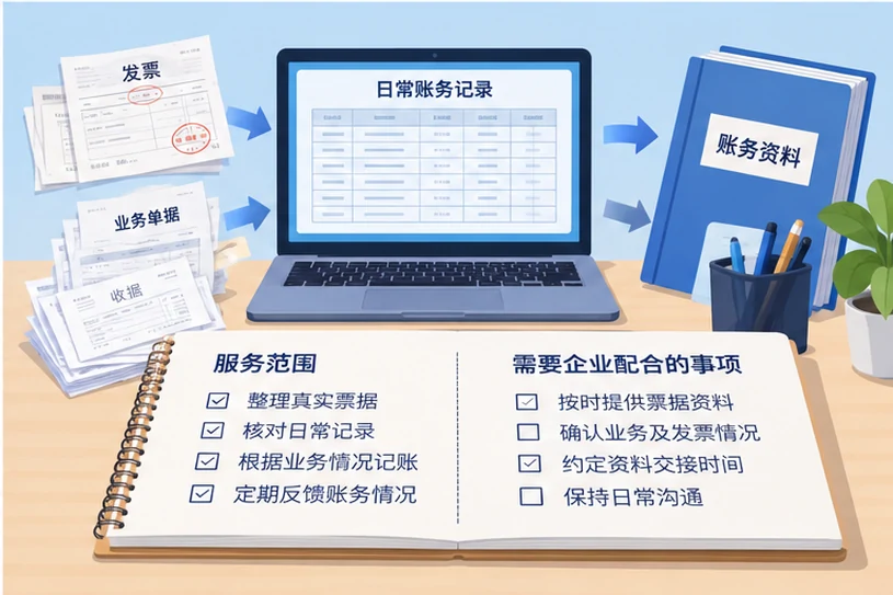 整理企业票据与日常账务资料的服务场景示意