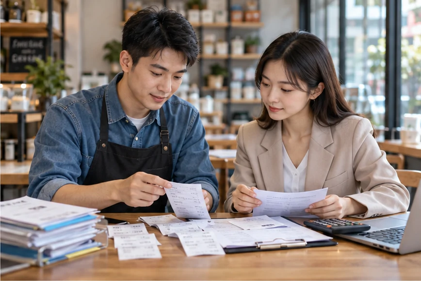 整理企业票据与日常账务资料的服务场景示意