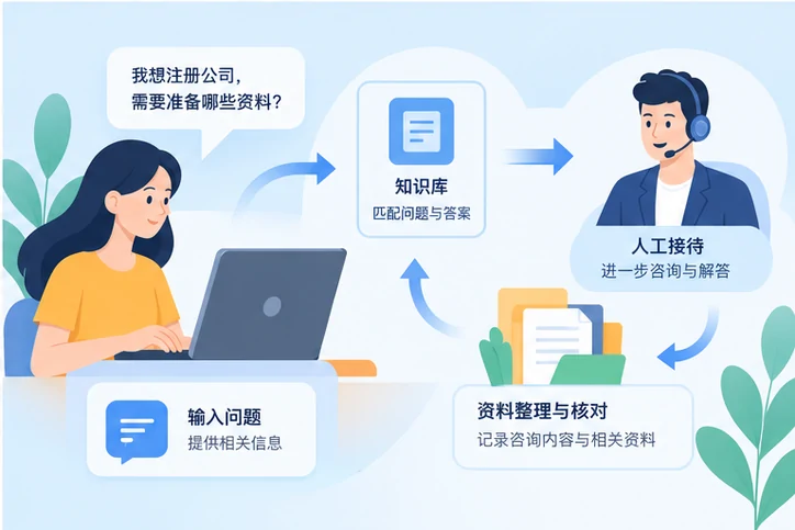 在线客服接待与咨询整理的服务场景示意