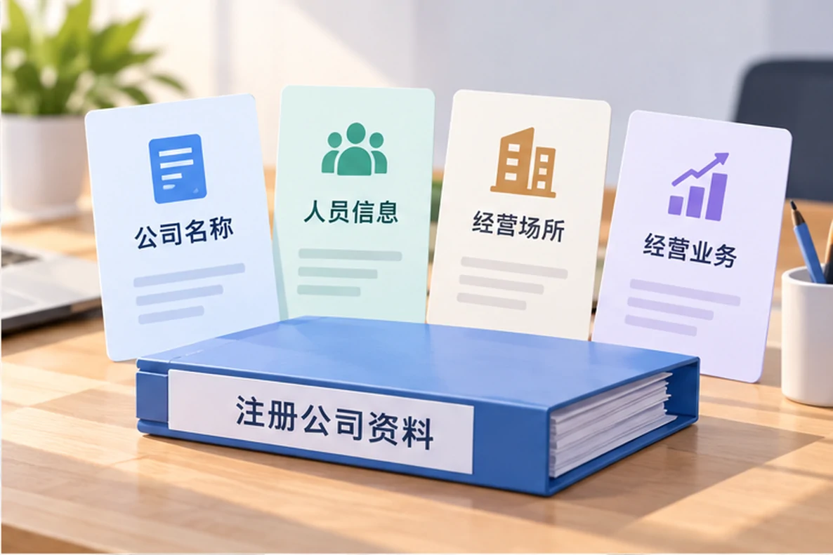 核对注册公司资料与办理事项的服务场景示意