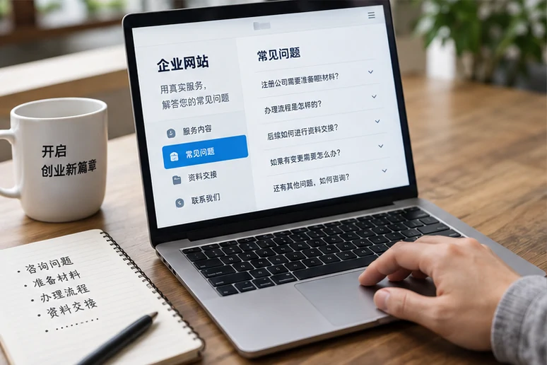 企业网站展示业务与服务信息的场景示意