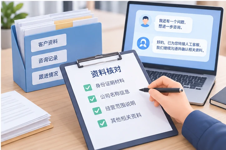 在线客服接待与咨询整理的服务场景示意