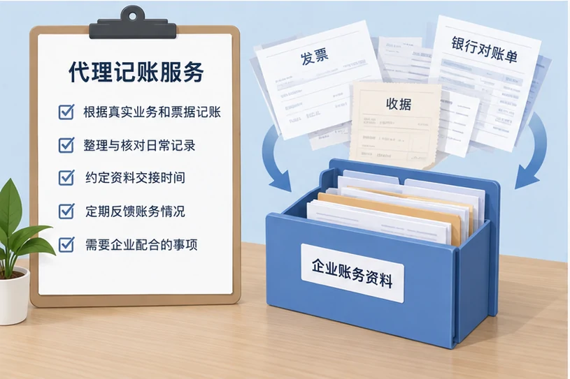 整理企业票据与日常账务资料的服务场景示意