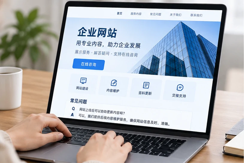企业网站展示业务与服务信息的场景示意