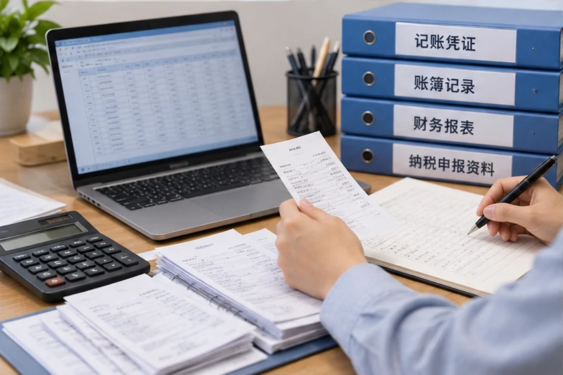 整理企业票据与日常账务资料的服务场景示意