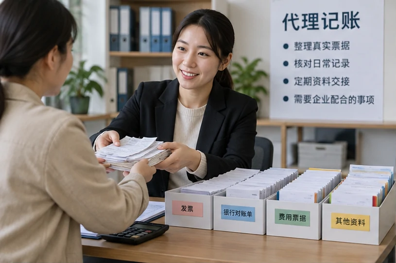 整理企业票据与日常账务资料的服务场景示意