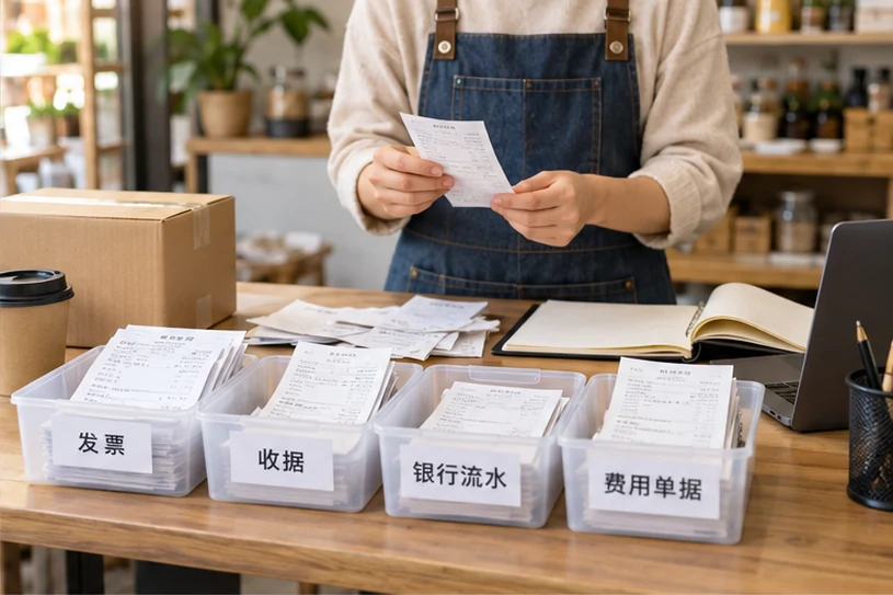 整理企业票据与日常账务资料的服务场景示意