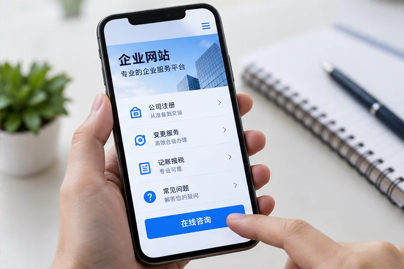 企业网站展示业务与服务信息的场景示意