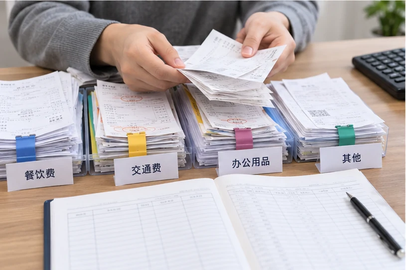 整理企业票据与日常账务资料的服务场景示意