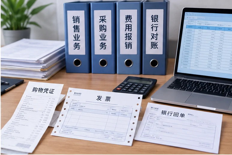 整理企业票据与日常账务资料的服务场景示意
