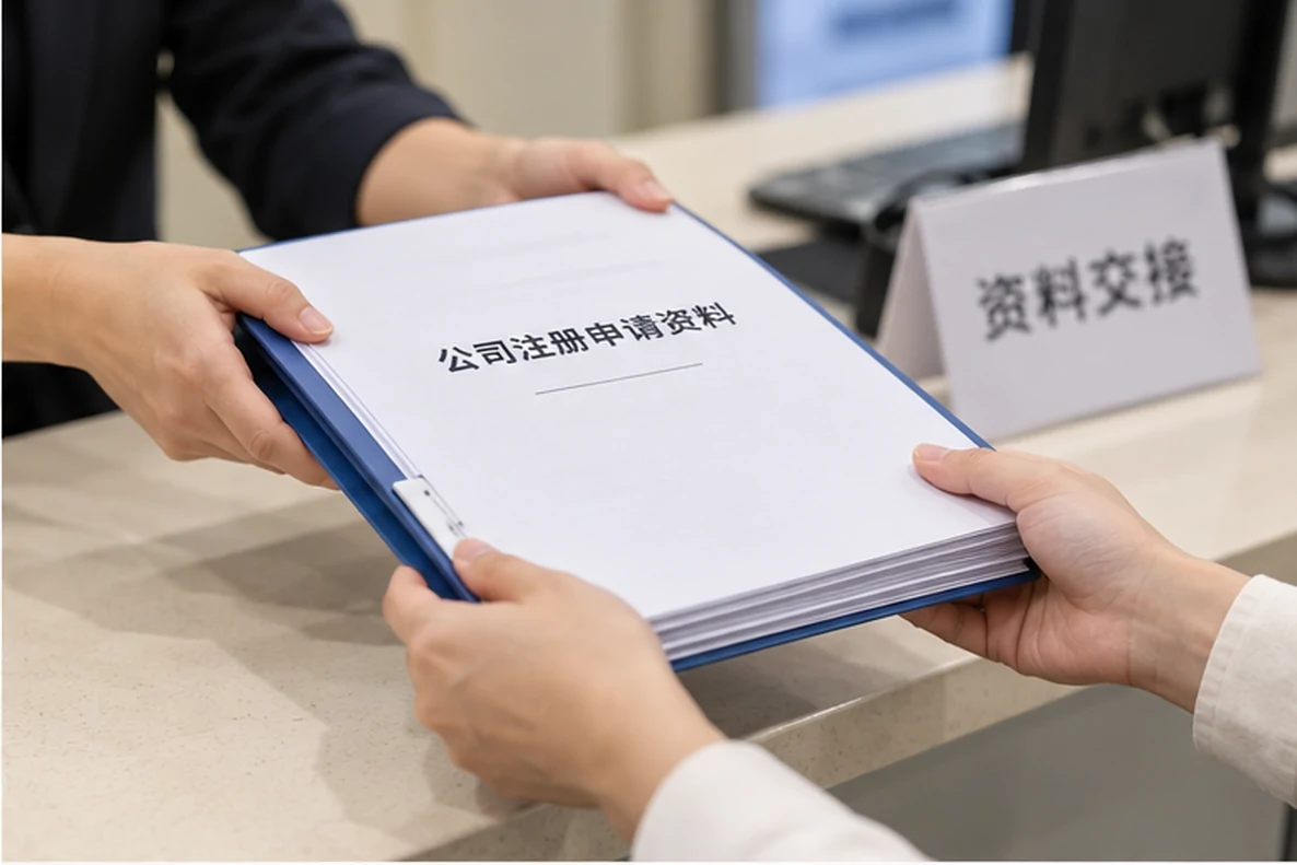 核对注册公司资料与办理事项的服务场景示意