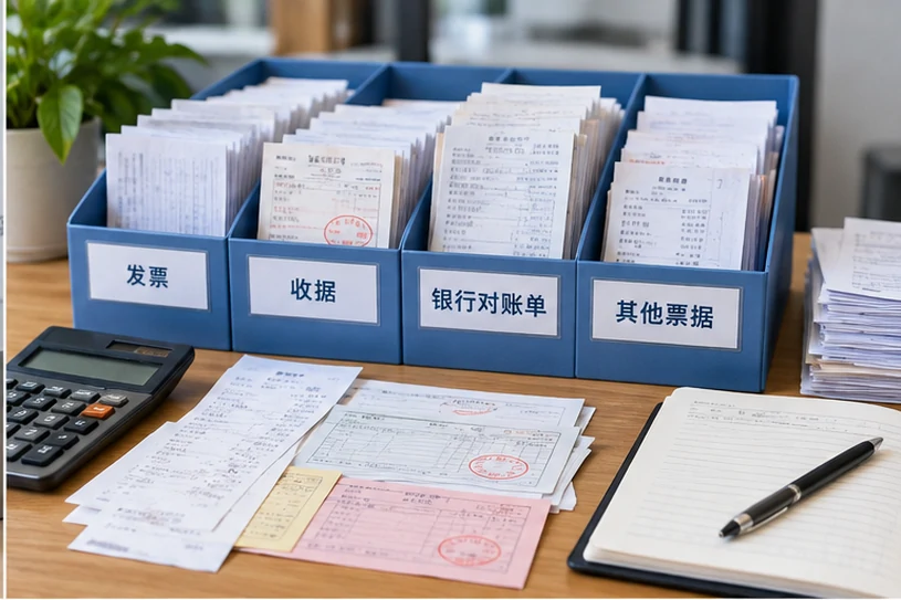 整理企业票据与日常账务资料的服务场景示意