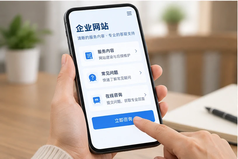 企业网站展示业务与服务信息的场景示意