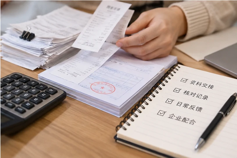 整理企业票据与日常账务资料的服务场景示意