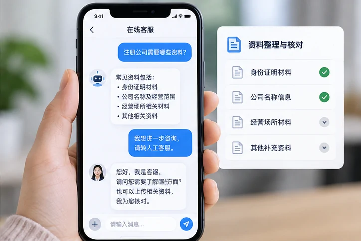 在线客服接待与咨询整理的服务场景示意
