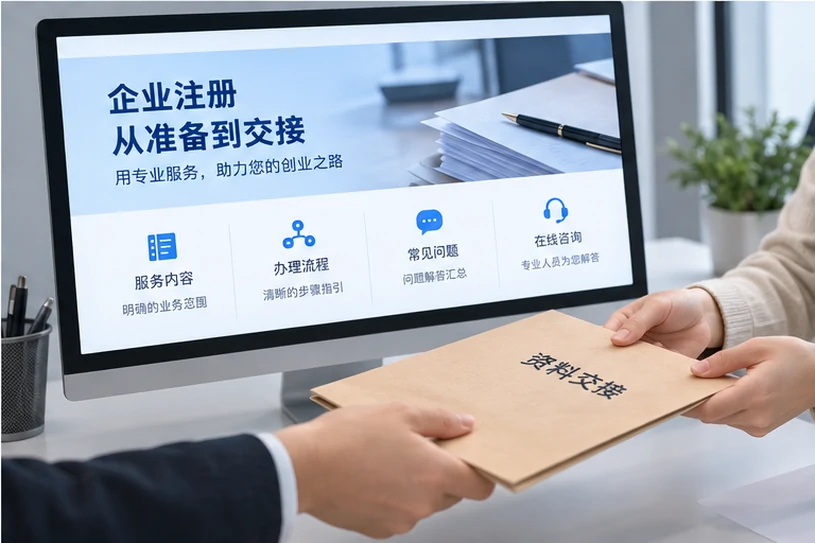 企业网站展示业务与服务信息的场景示意