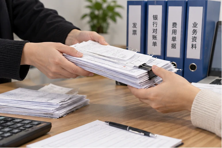 整理企业票据与日常账务资料的服务场景示意