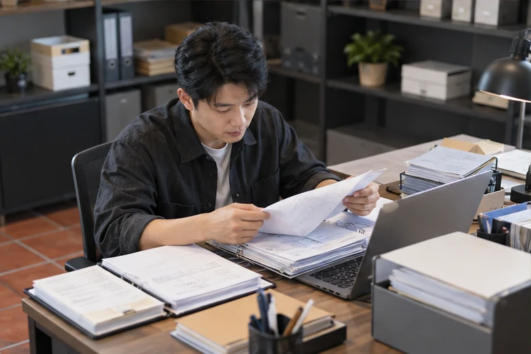 整理企业票据与日常账务资料的服务场景示意