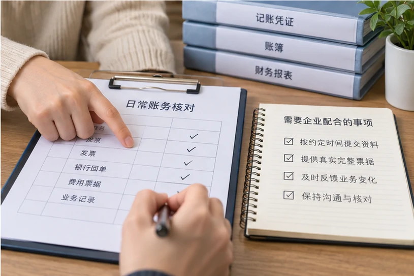 整理企业票据与日常账务资料的服务场景示意