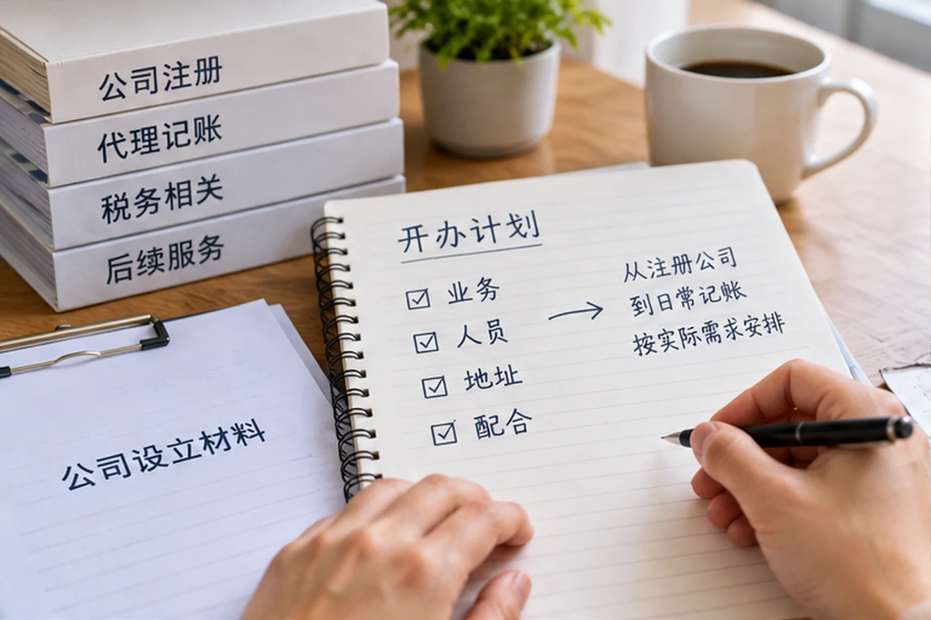 创业者一起整理开办计划的服务场景示意