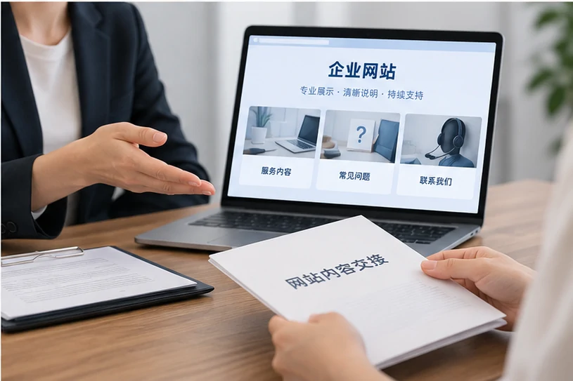 企业网站展示业务与服务信息的场景示意